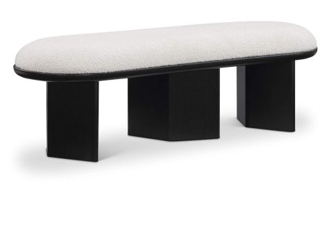 A Closer Look at the Wilshire Boucle Bench Cream Black Finish